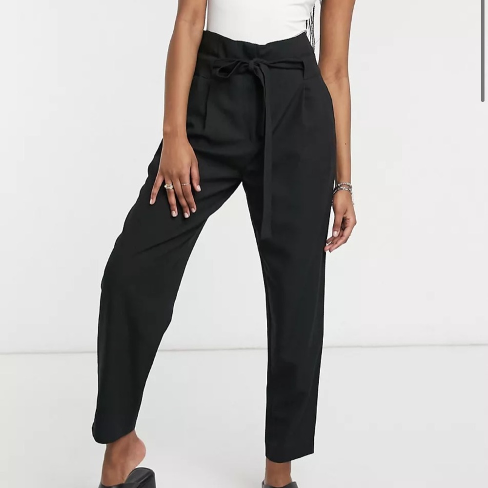 Black Paper Bag Trousers
